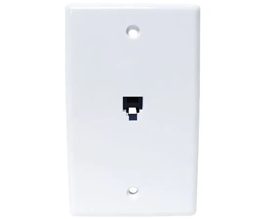 RJ11 Modular Wall Plate With Telephone Jack, 1 Port, 4 Conductor, Flush Mount - White and Ivory