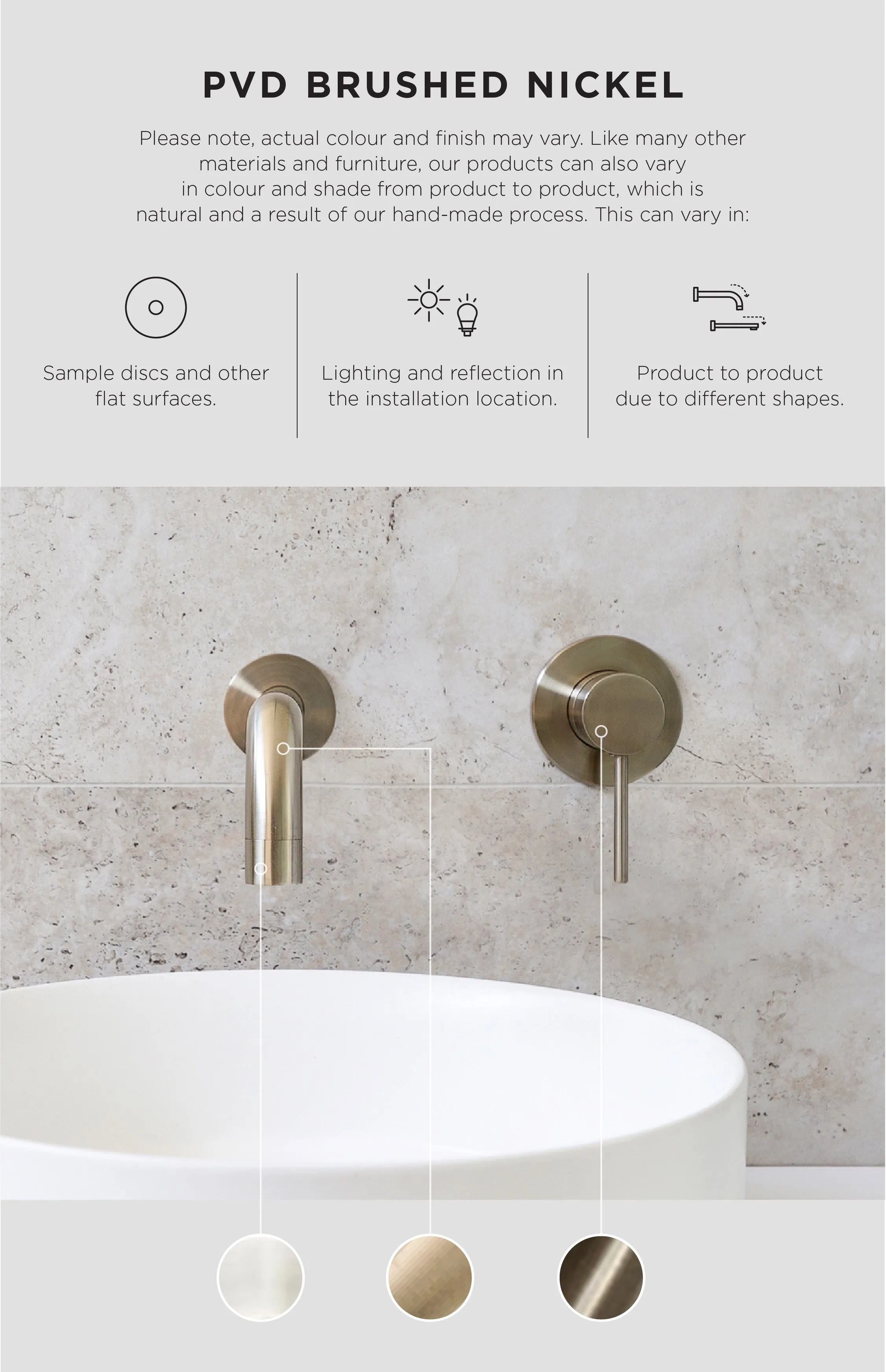 Round Hand Shower on Rail Column - PVD Brushed Nickel