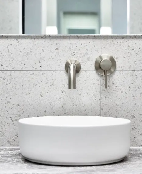 Round Hand Shower on Rail Column - PVD Brushed Nickel