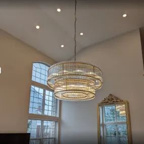 Rylight 2-Tier Round Handmade Fluted Glass Panels Chandelier