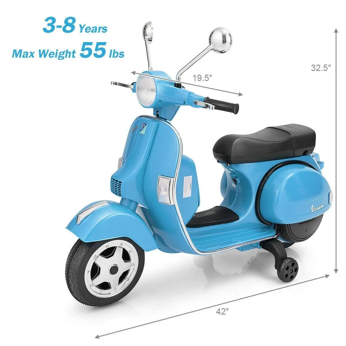 Scooter Motorcycle TY327441 with Headlight,6V Kids Ride on Vespa
