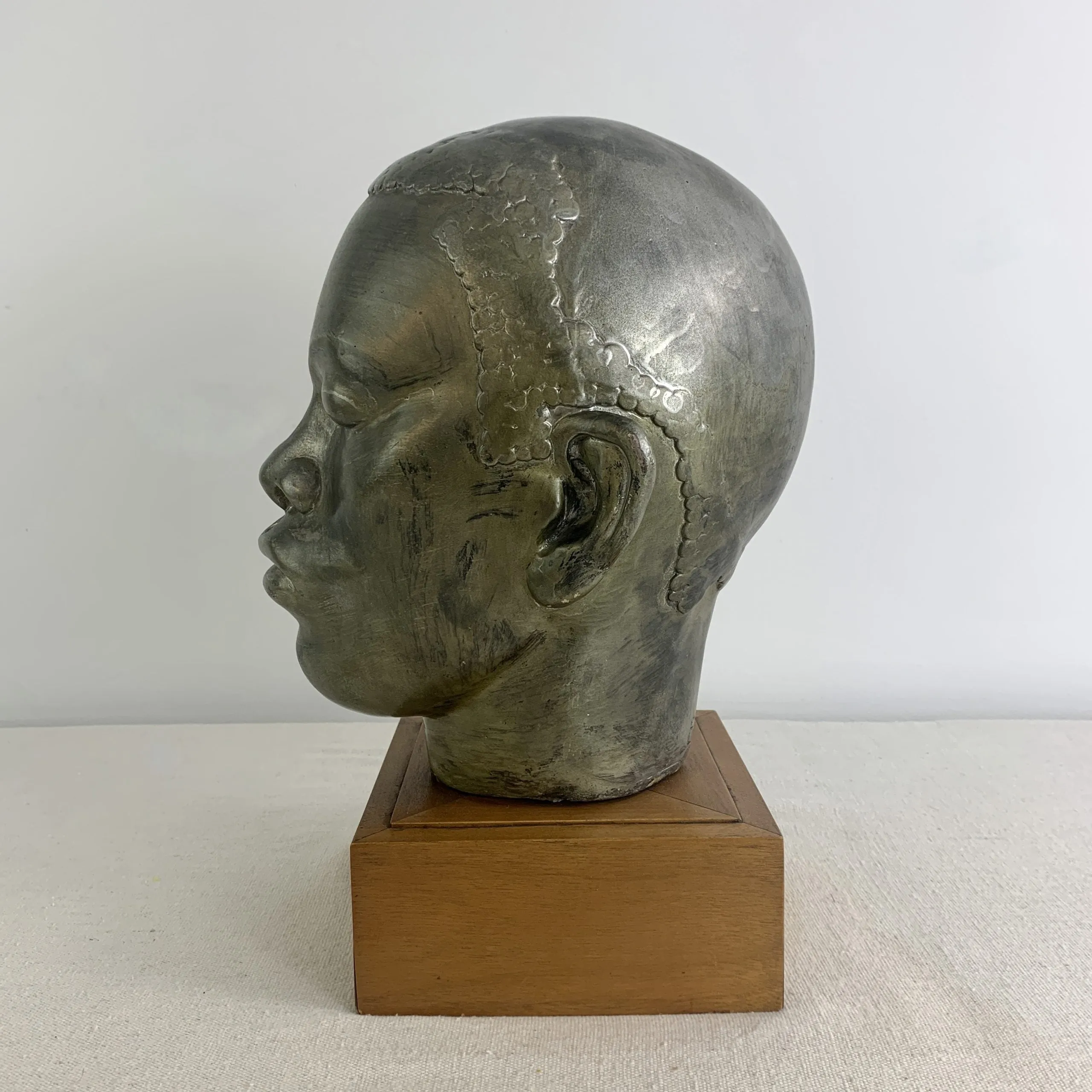 Sculpture, Male Head on Stand, “Young Nelson Mandela” Table Sculpture