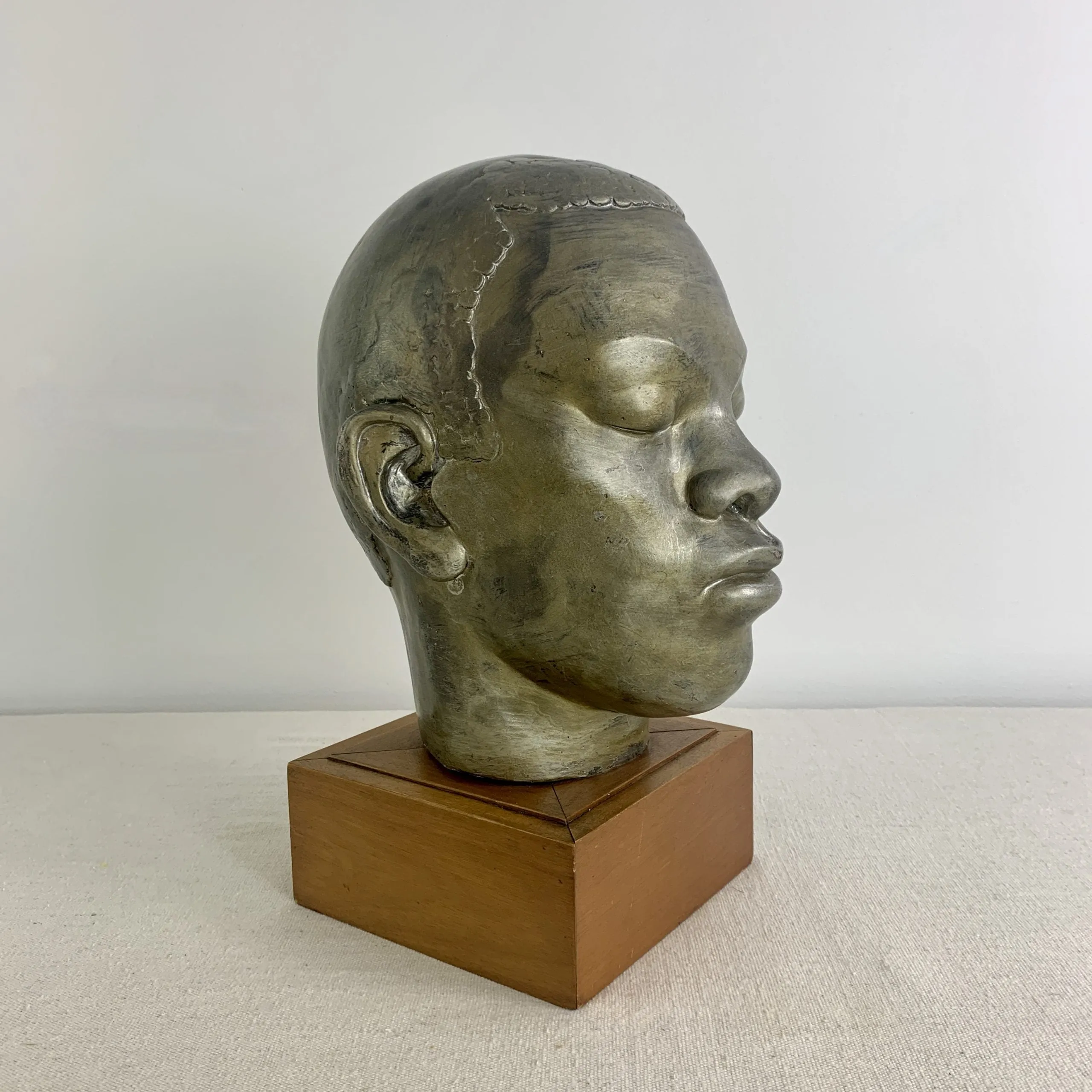Sculpture, Male Head on Stand, “Young Nelson Mandela” Table Sculpture
