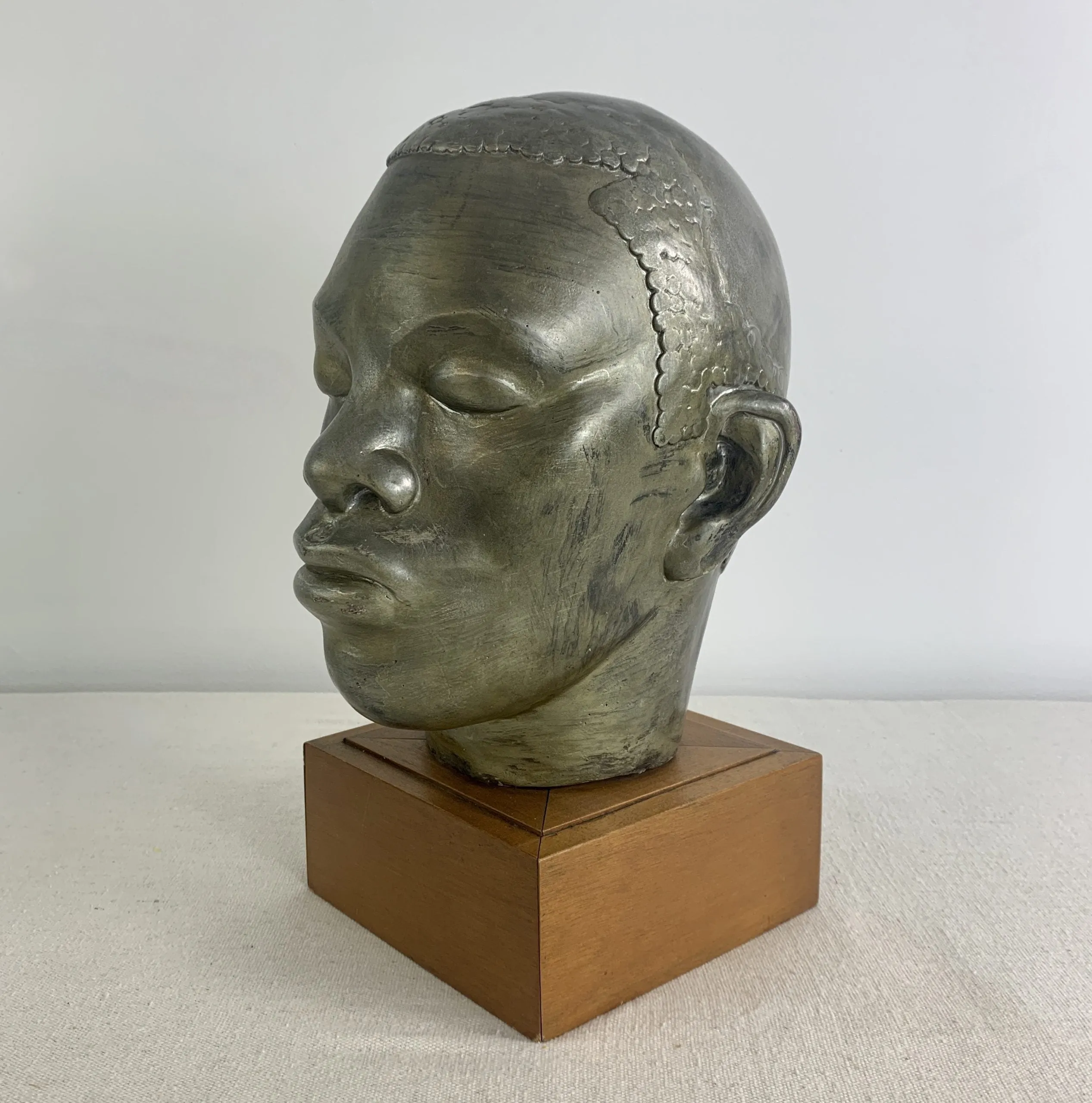 Sculpture, Male Head on Stand, “Young Nelson Mandela” Table Sculpture
