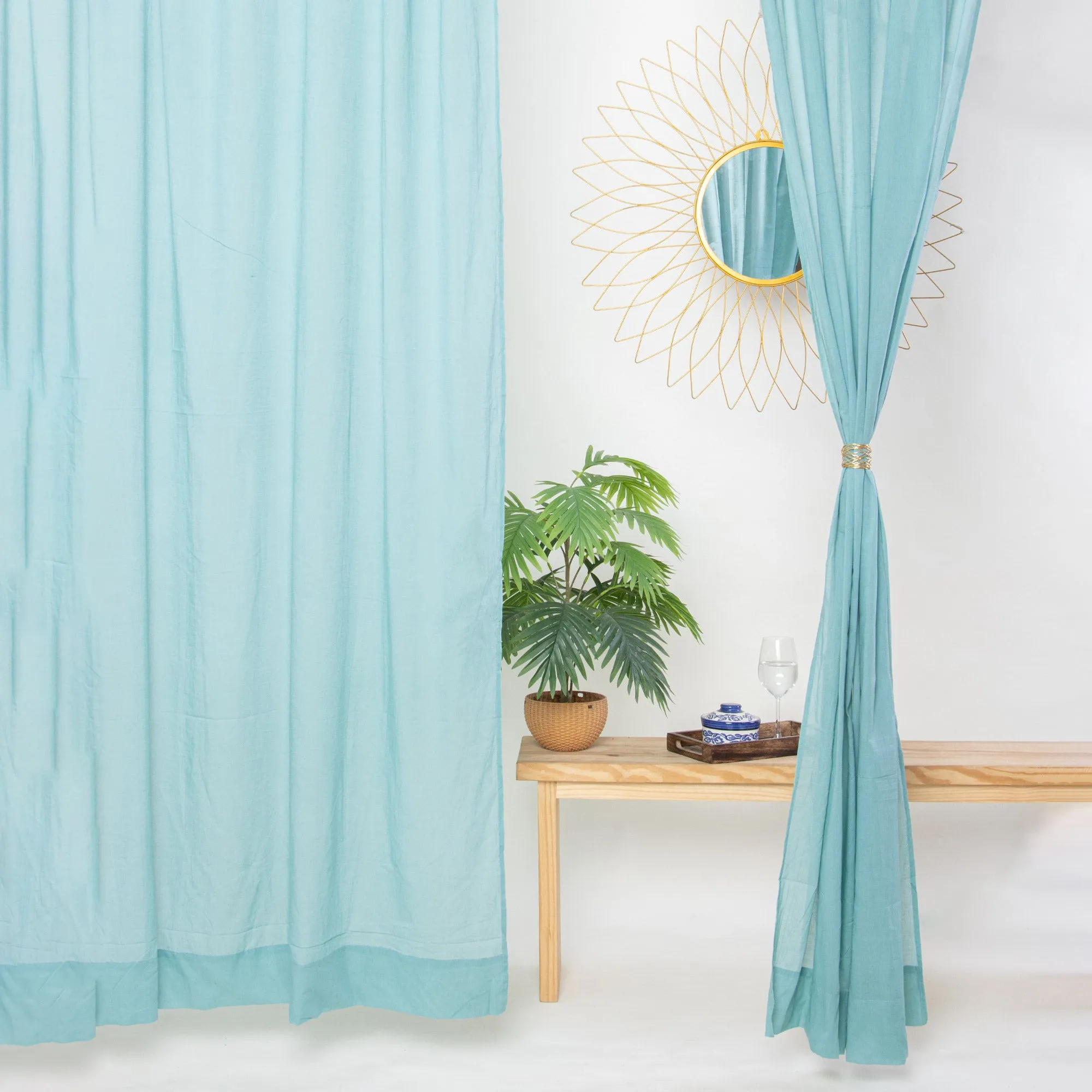 Sky Blue Premium Sheer Curtains Set