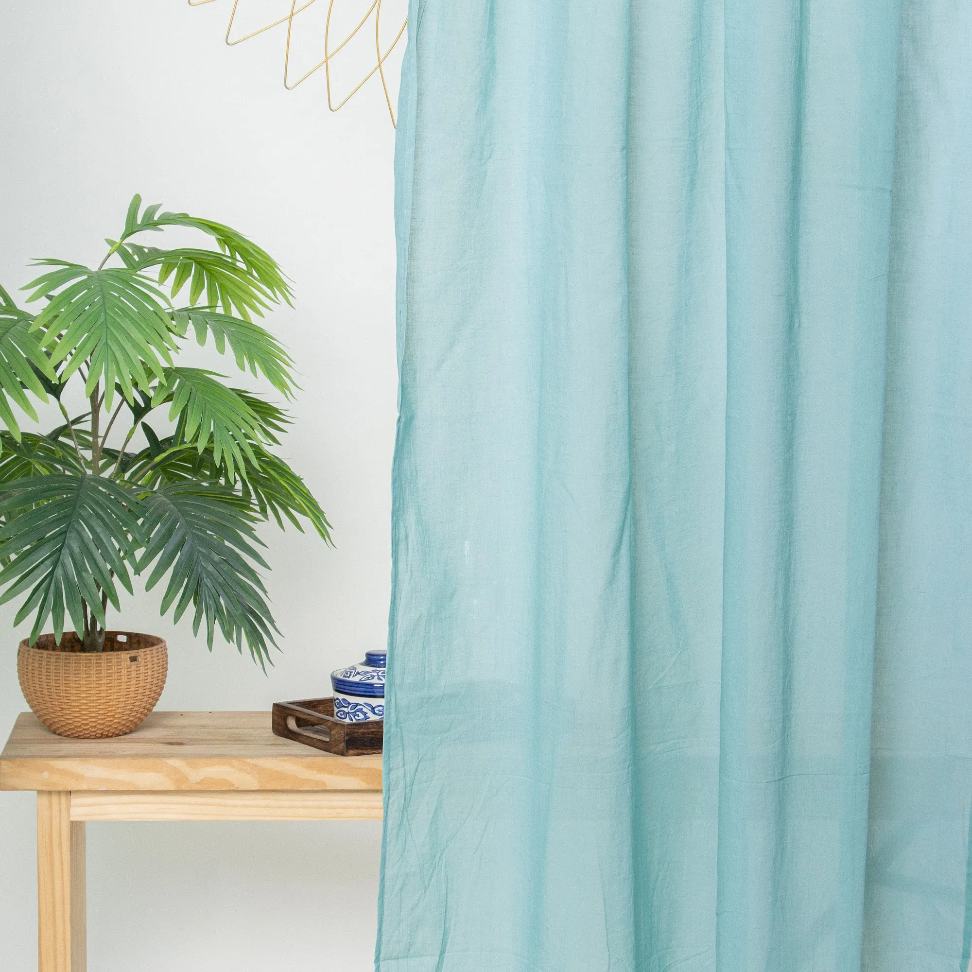 Sky Blue Premium Sheer Curtains Set