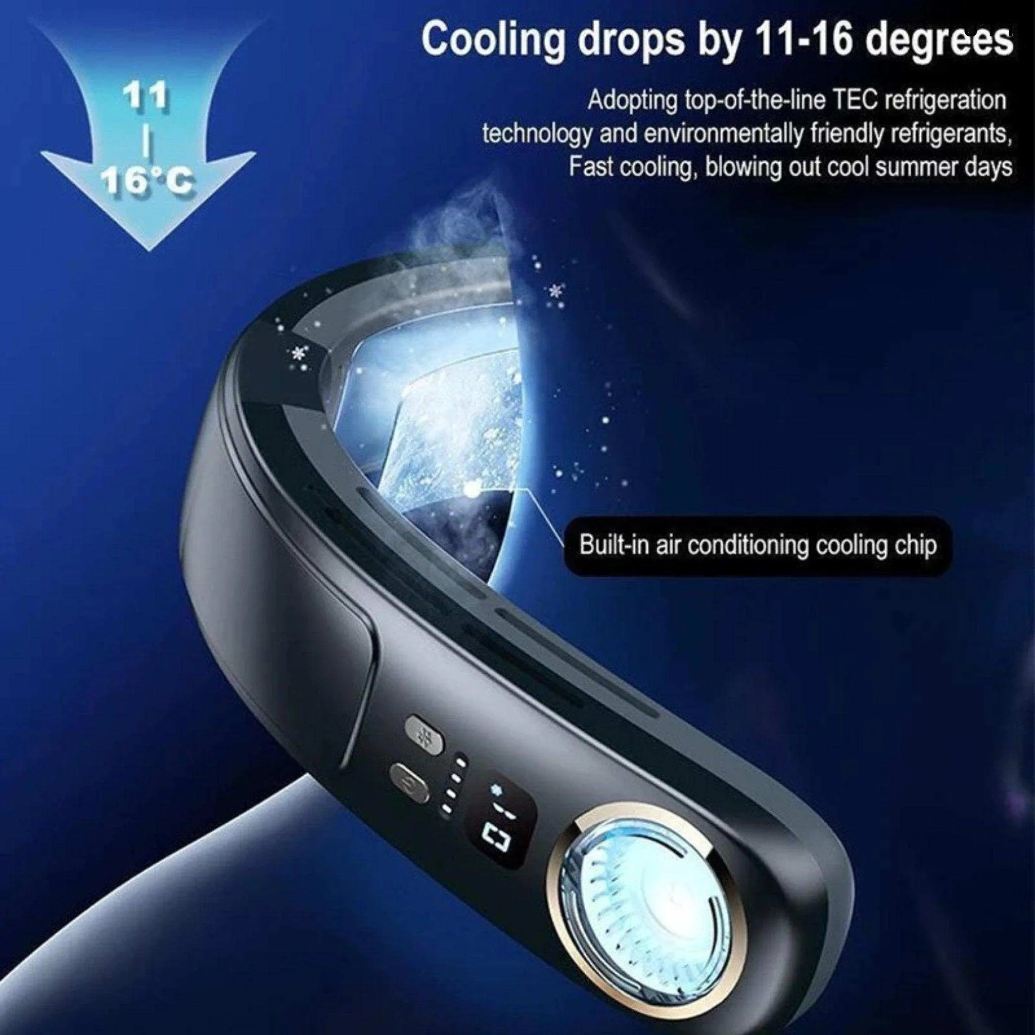 TUTT Portable Neck Cooling Neck Blade-less | Back Neck Cooling Plate- Refrigeration Mode | Rechargeable 4000mAh Battery | Ambient Light | USB Mini Air Conditioner | White