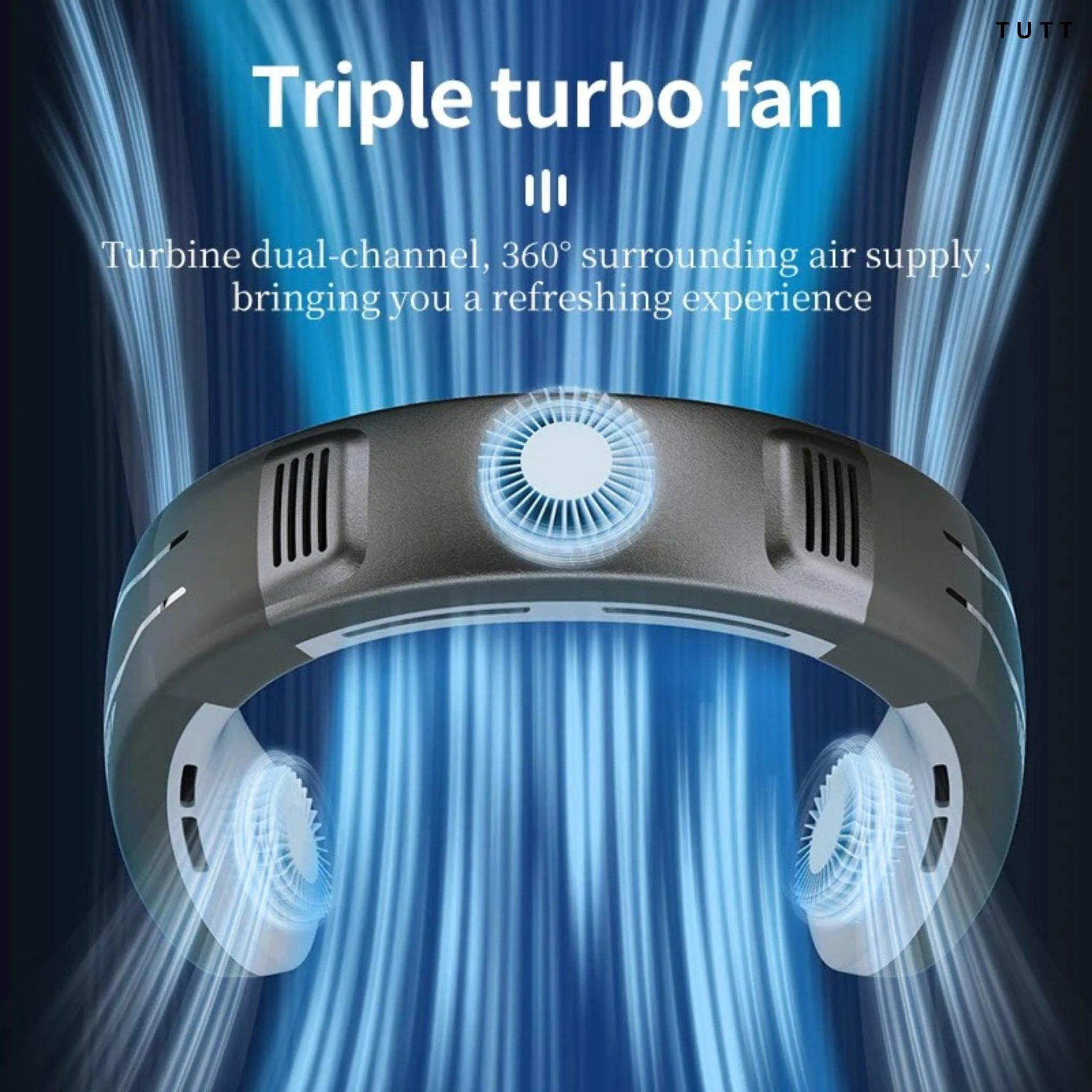 TUTT Portable Neck Cooling Neck Blade-less | Back Neck Cooling Plate- Refrigeration Mode | Rechargeable 4000mAh Battery | Ambient Light | USB Mini Air Conditioner | White