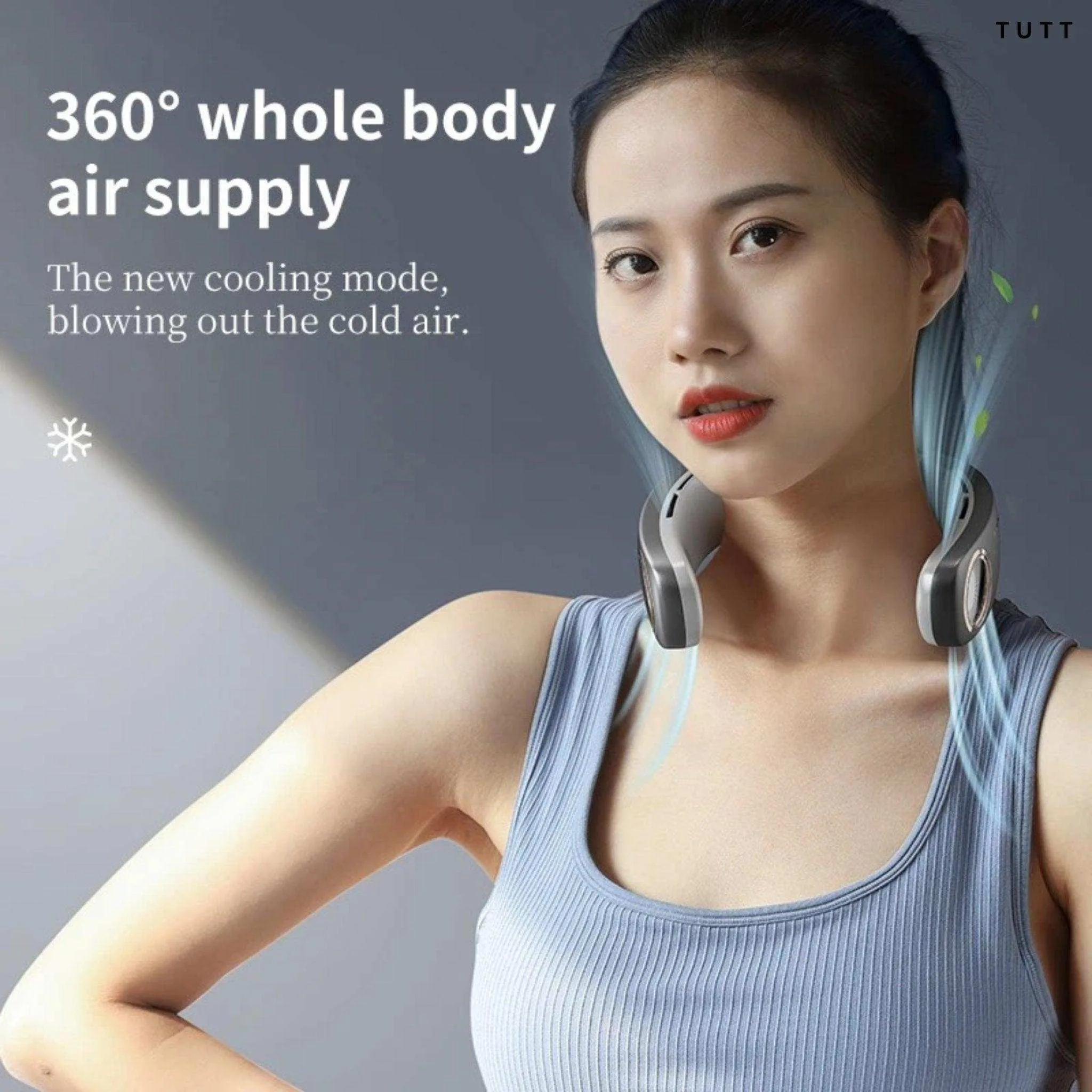 TUTT Portable Neck Cooling Neck Blade-less | Back Neck Cooling Plate- Refrigeration Mode | Rechargeable 4000mAh Battery | Ambient Light | USB Mini Air Conditioner | White
