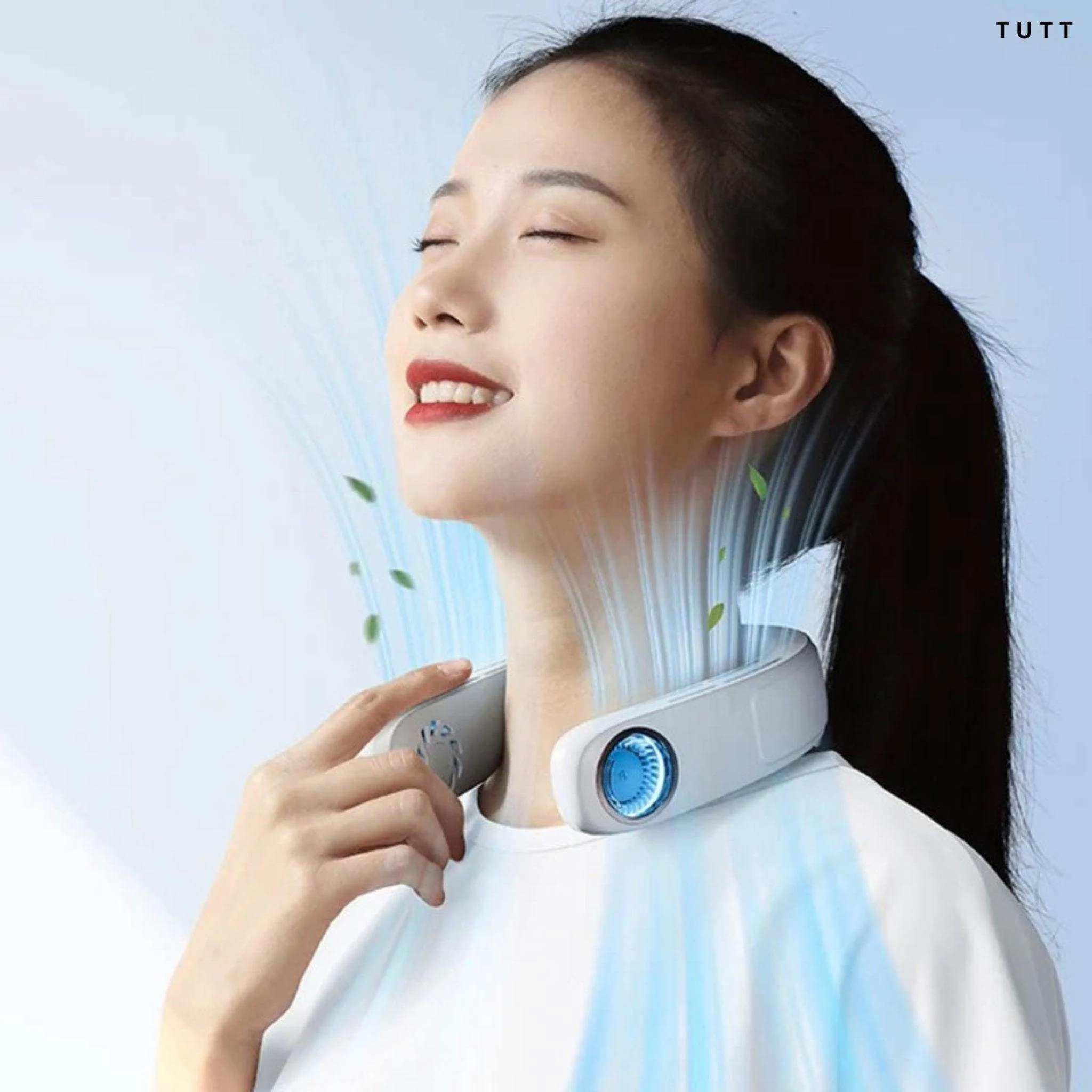 TUTT Portable Neck Cooling Neck Blade-less | Back Neck Cooling Plate- Refrigeration Mode | Rechargeable 4000mAh Battery | Ambient Light | USB Mini Air Conditioner | White