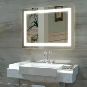 UNIQUE MIRROR amazing mirror modern three-color adjustable mirror rectangular shape, and three light-controlled wash mirrors, wall mirror is perfect for use in bathrooms and bedrooms inside-(18x18).