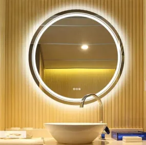 UNIQUE MIRROR led Mirror Round Design Stylish Glass for Bathroom Mirror with 3 Color Light Wall Mounted Mirror with Front Light and Makeup Mirror with Touch Sensor and Shape. (15x15)