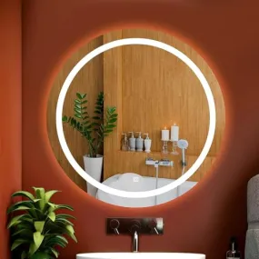 UNIQUE MIRROR led mirror with touch sensor for bedroom, living room, dining room, hallway, and three light changeable features modern wall mirror for bedroom and shape ractangular-(24x24).