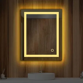 UNIQUE MIRROR led wall mirror for Bathroom and Bedroom with Three Leds Light-controlled wash mirror, anti-fog beautiful mirror, and three-color adjustable modern mirror and shape (24x30) inch W29.