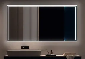 UNIQUE MIRROR Rectangular led Mirror with Three Led for Bedroom and Bathroom Three-color adjustable led mirror, light-controlled wash mirror, and anti-fog beauty mirror and size (24x30) inch W40.
