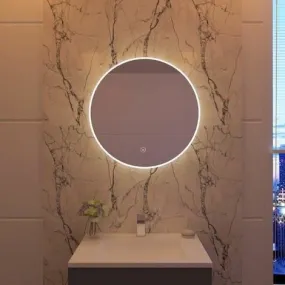 UNIQUE MIRROR Wall-mounted mirror with three adjustable features, a modern style, and led light That can be set to choose warm or cool settings for use in a bedroom or bathroom and shape (18x18).