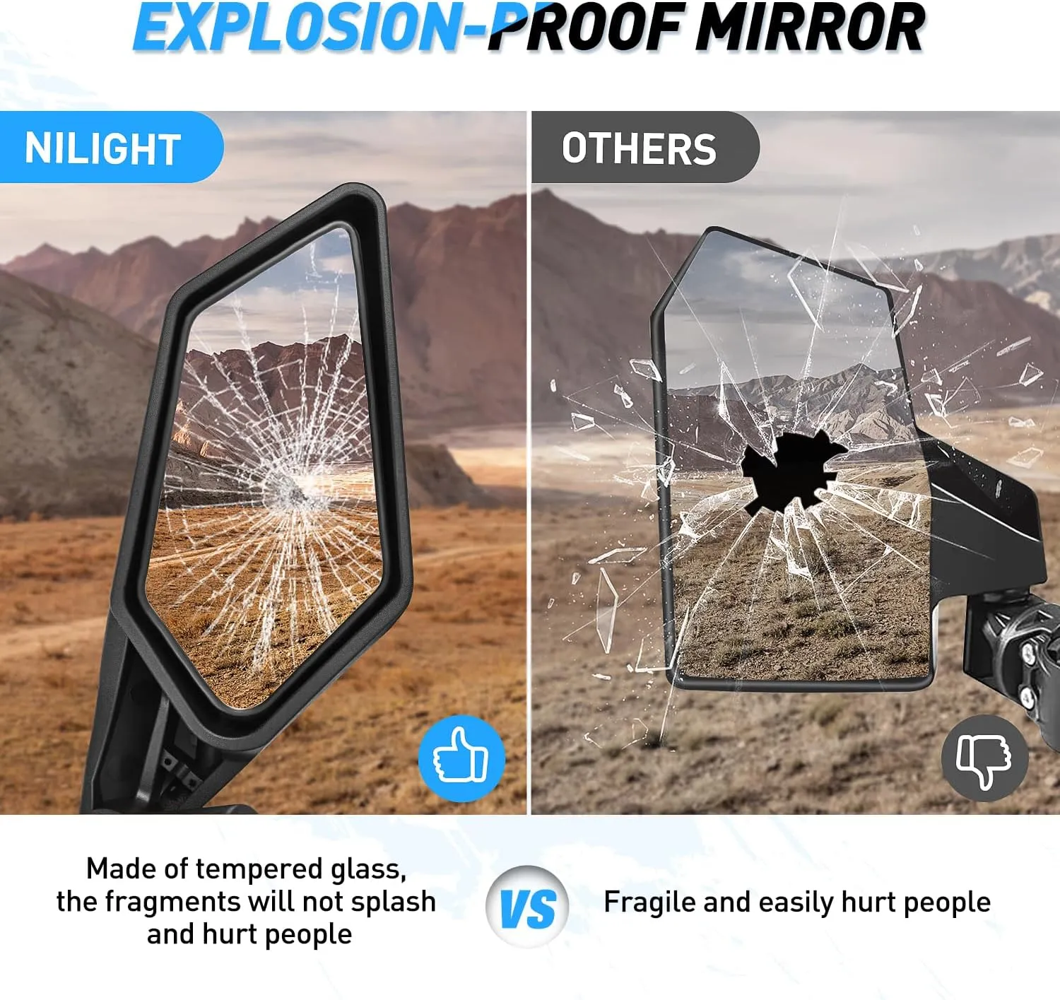 UTV Side Mirrors Universal Fit For 2017-2023 Can Am Maverick X3 & X3 Max X RS/DS/MR/Turbo/R/RR