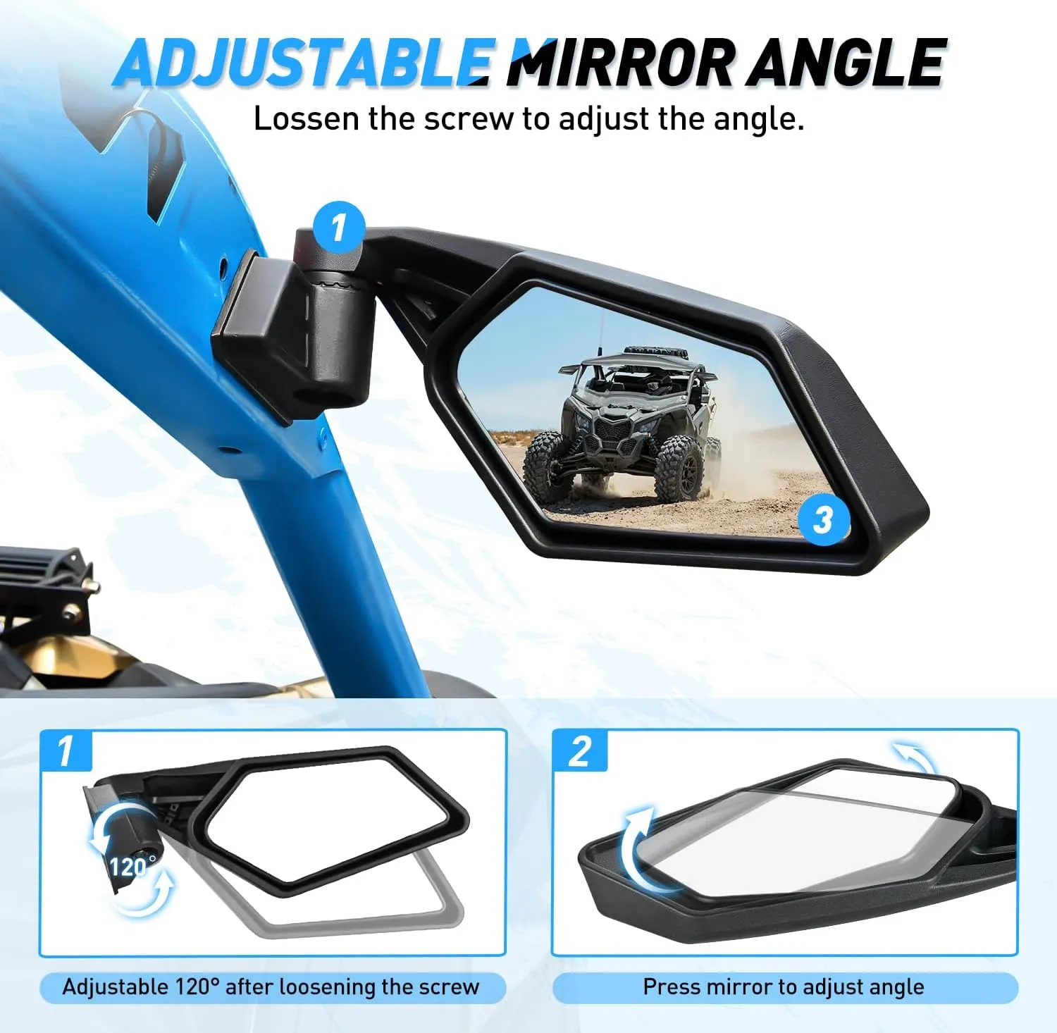 UTV Side Mirrors Universal Fit For 2017-2023 Can Am Maverick X3 & X3 Max X RS/DS/MR/Turbo/R/RR