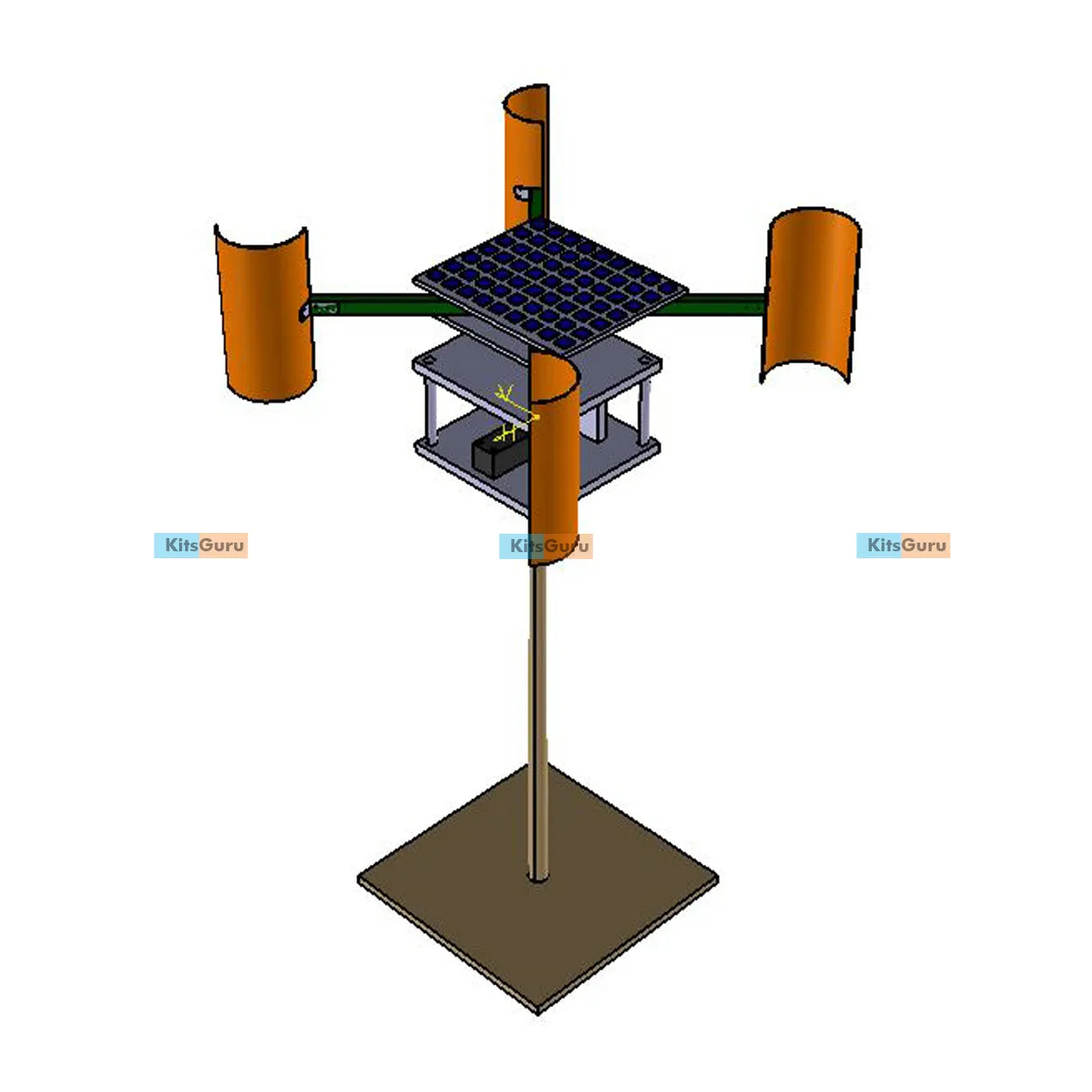 Vertical axis wind turbine dual mode (Solar and wind)