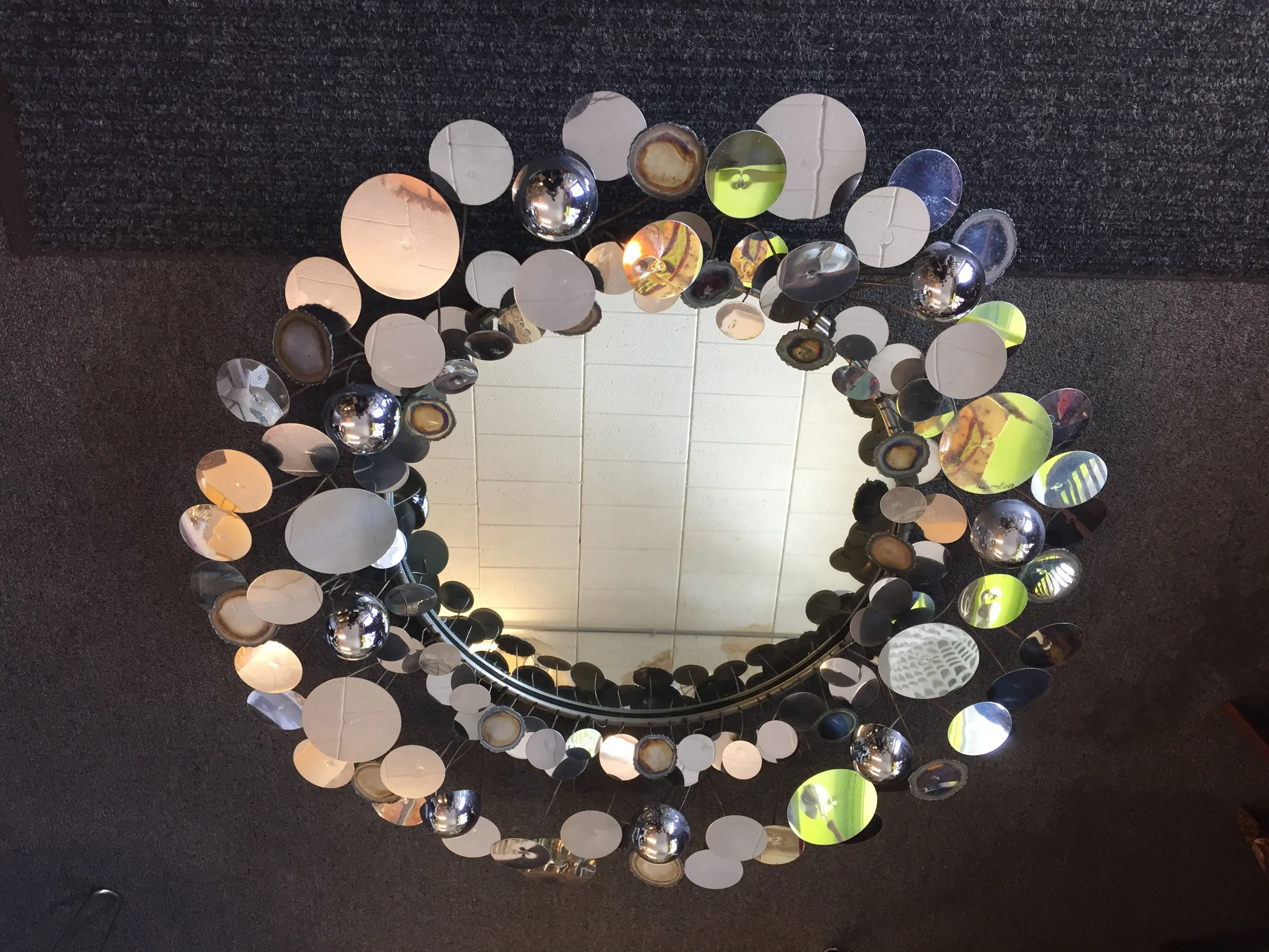 Vintage 1975 C. Jere Chrome Raindrops Mirror Mid Century Modern MCM