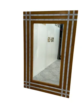 Vintage Italian Rectangular Wood Wall Mirror 1970