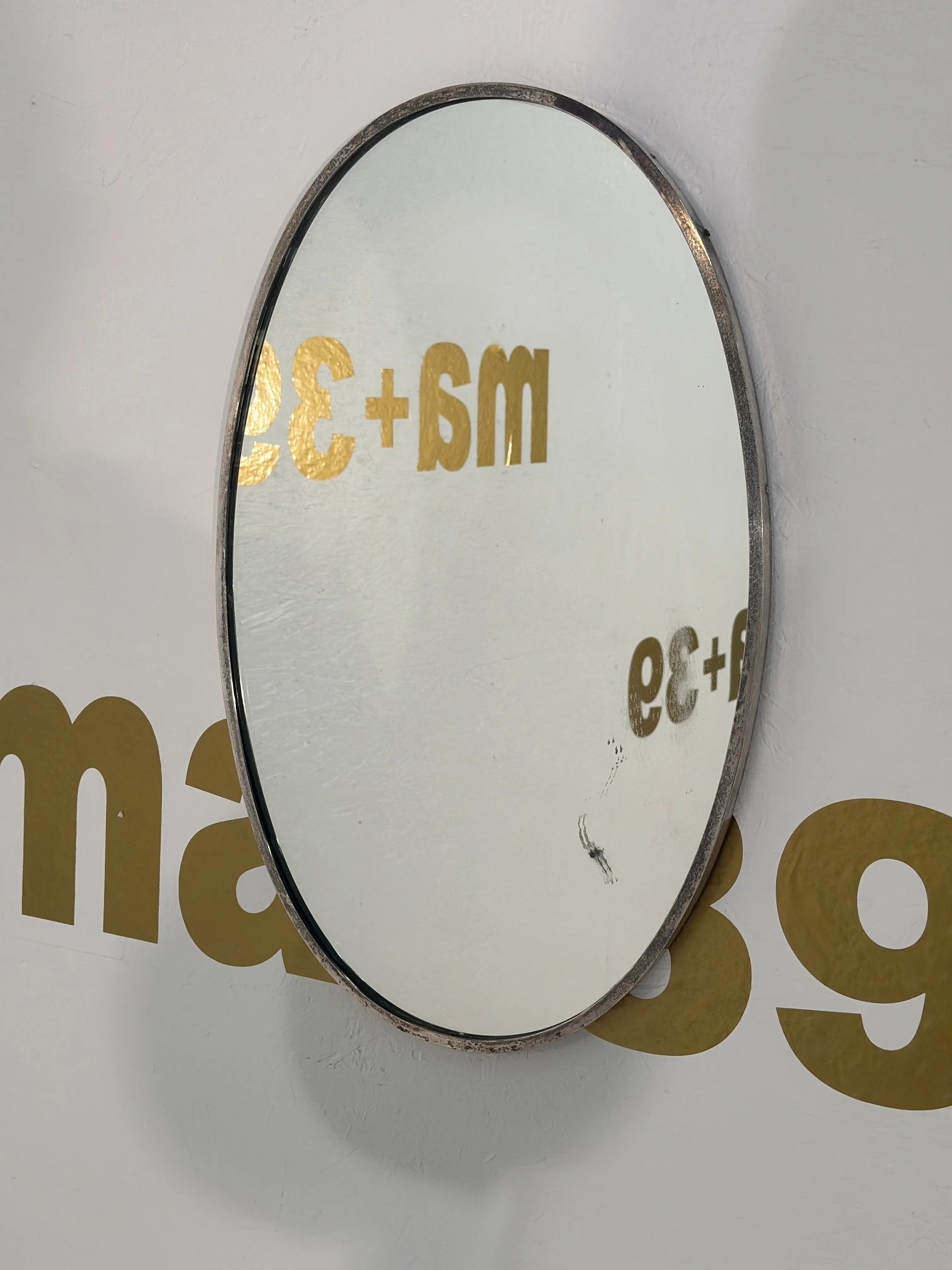 Vintage Oval Italian Wall Mirror 1960s