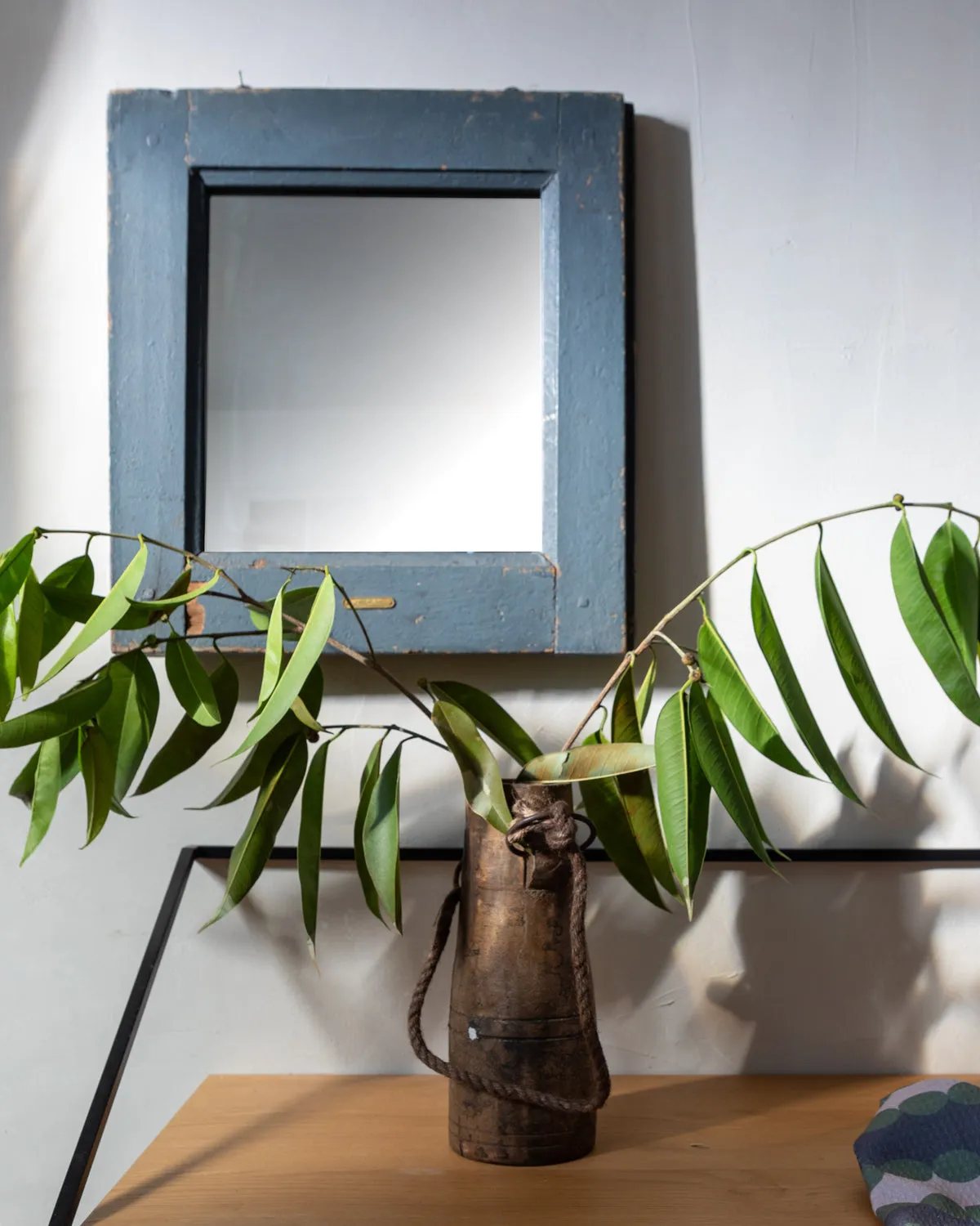VINTAGE WINDOW MIRROR / Industrial Blue