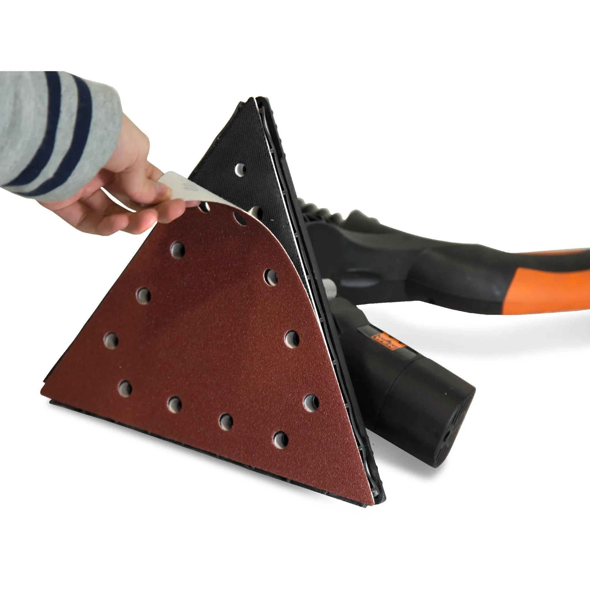 WEN 6377SP80 Drywall Sander 80-Grit Hook and Loop 11-1/4 Inch Triangle Sandpaper, 10-Pack