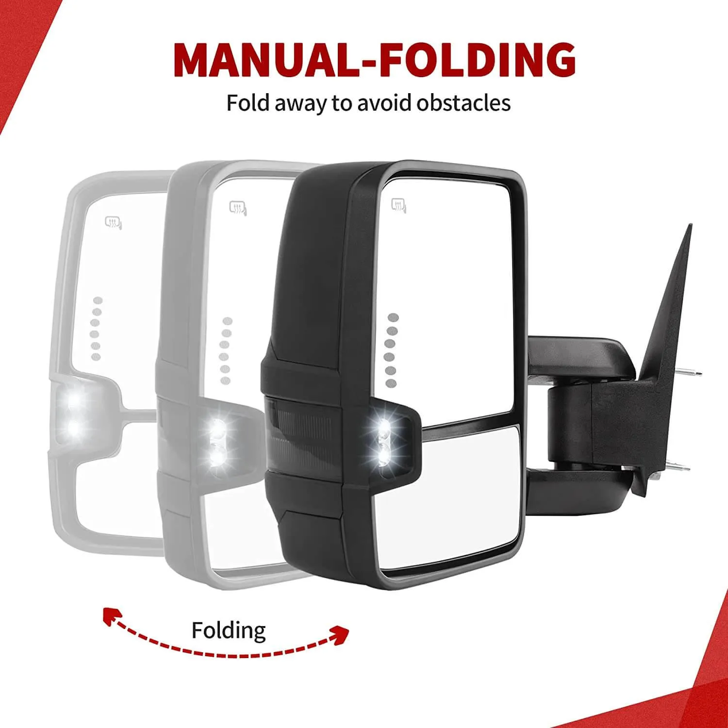 YITAMOTOR® 2007-2014 Chevy Silverado GMC Sierra Extendable Towing Mirrors Power Heated LED Turn Signal
