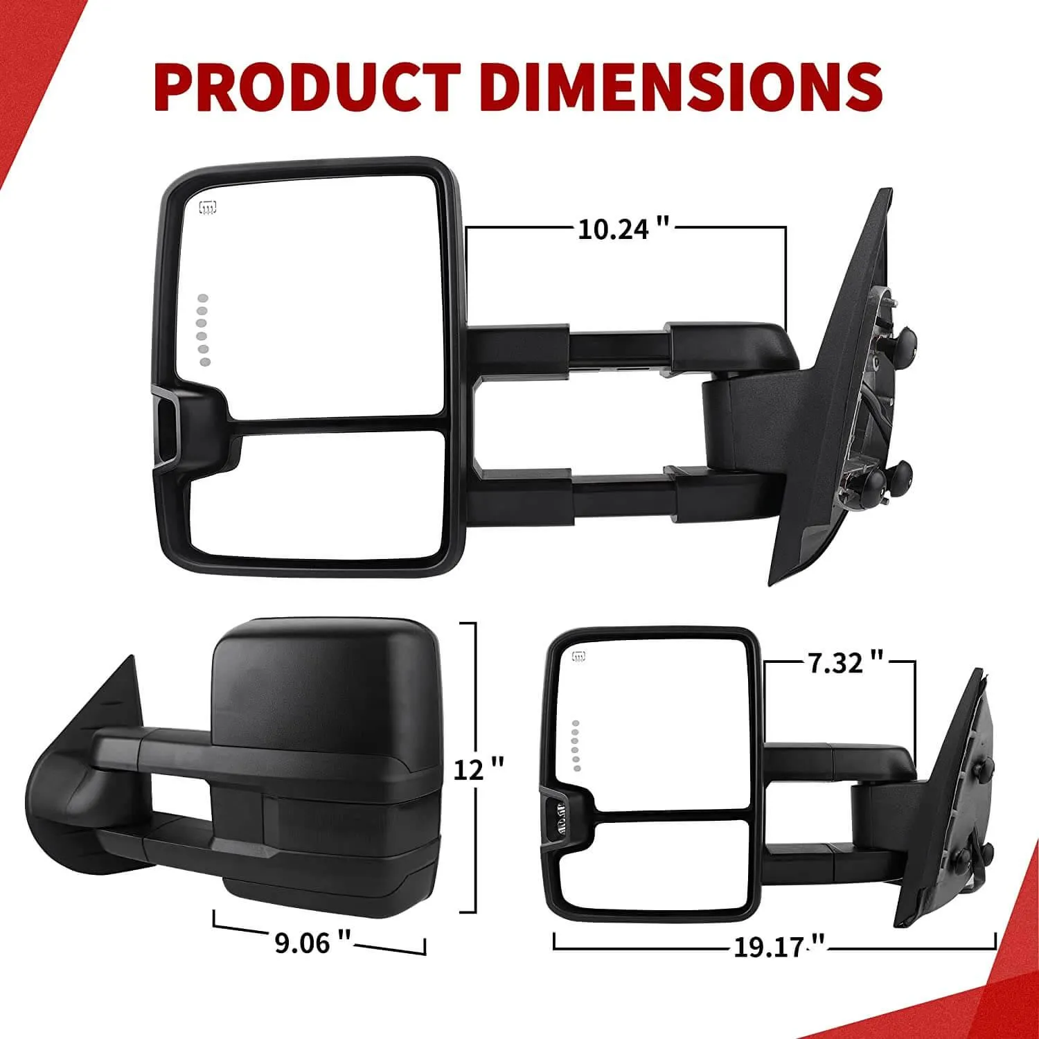 YITAMOTOR® 2007-2014 Chevy Silverado GMC Sierra Extendable Towing Mirrors Power Heated LED Turn Signal