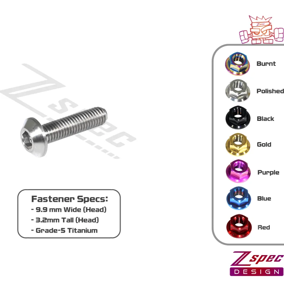 ZSPEC M5-0.8x20mm Dress Up Bolt® Fastener, Angled Head, Titanium Grade-5, Per Each