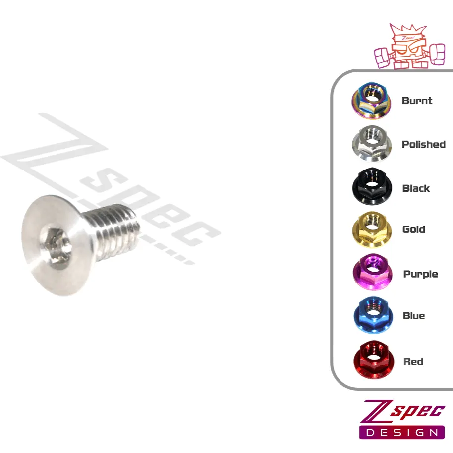 ZSPEC M6-1.0x12mm Flat-Head FHSC Fastener/Bolt, Titanium Grade-5, Per Each