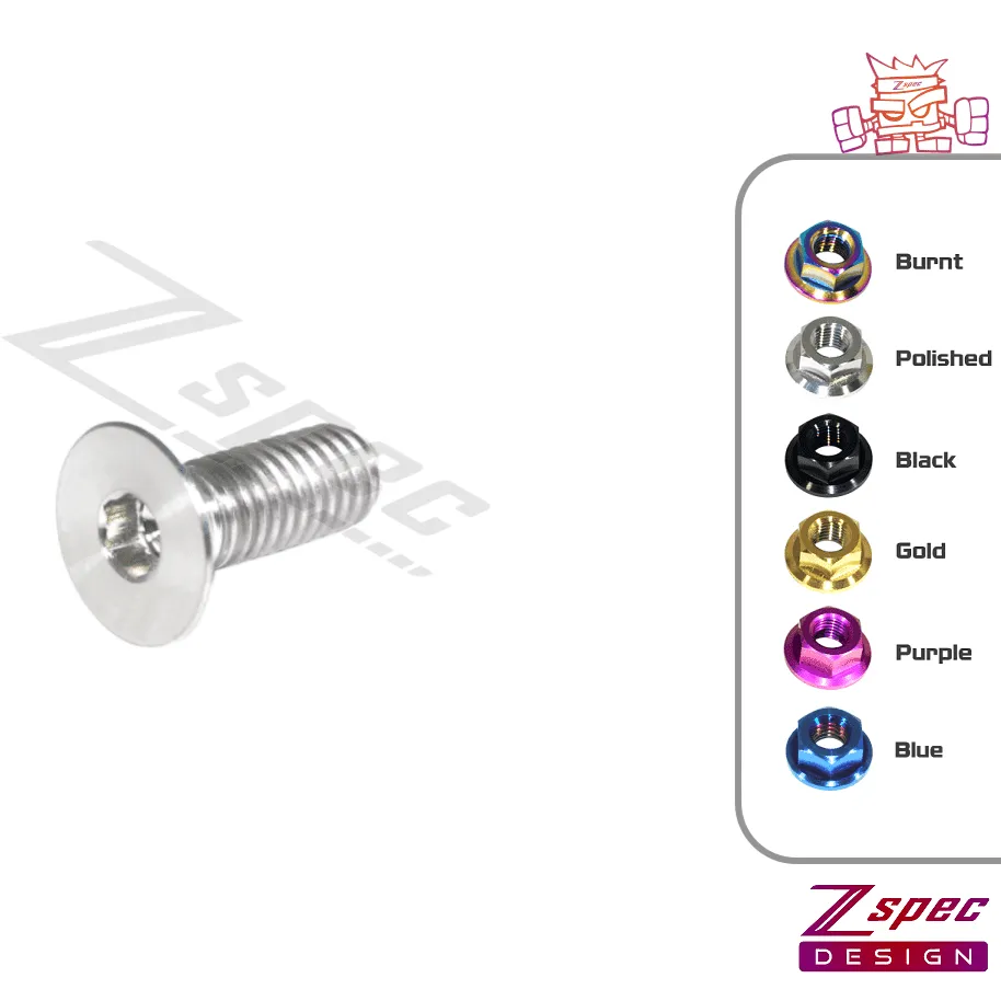 ZSPEC M6-1.0x16mm Flat-Head FHSC Fastener/Bolt, Titanium Grade-5, Per Each