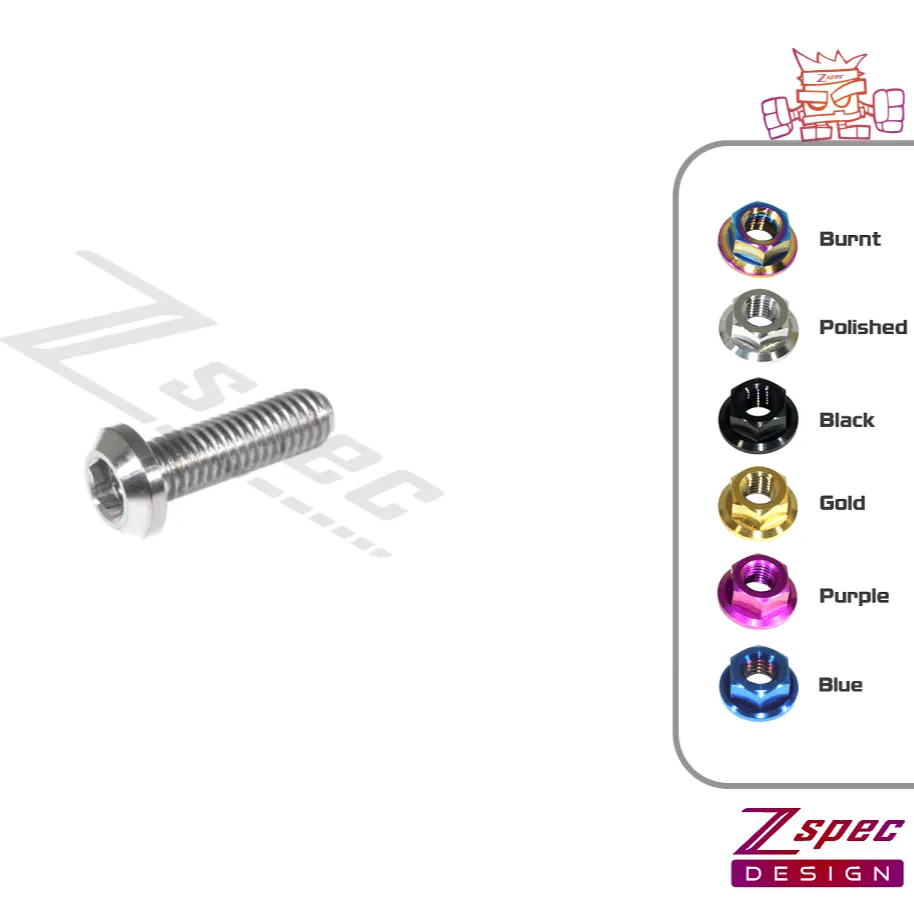 ZSPEC M6-1.0x20mm Dress Up Bolt® Fastener, Angled Head, Titanium Grade-5, Per Each
