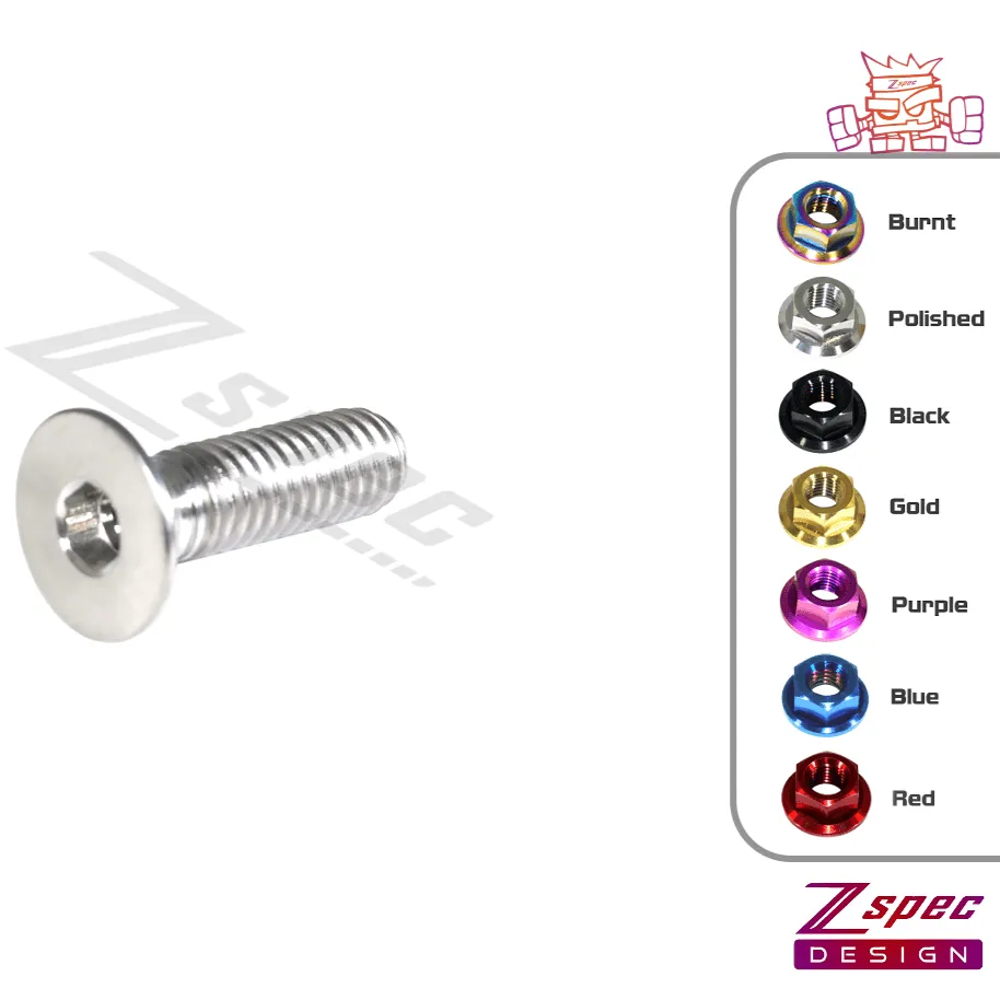 ZSPEC M6-1.0x20mm Flat-Head FHSC Fastener/Bolt, Titanium Grade-5, Per Each