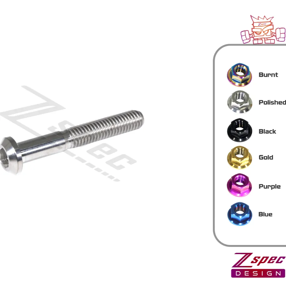 ZSPEC M6-1.0x40mm Dress Up Bolt® Fastener, Angled Head, Titanium Grade-5, Per Each