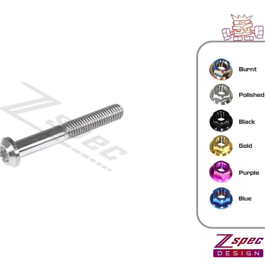 ZSPEC M6-1.0x45mm Dress Up Bolt® Fastener, Angled Head, Titanium Grade-5, Per Each