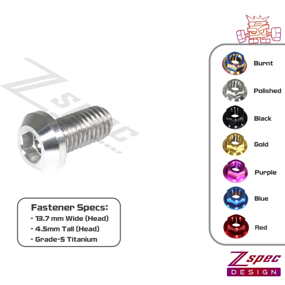 ZSPEC M8-1.25x16mm Dress Up Bolts® Fastener, Angled Head, Titanium Grade-5, Per Each