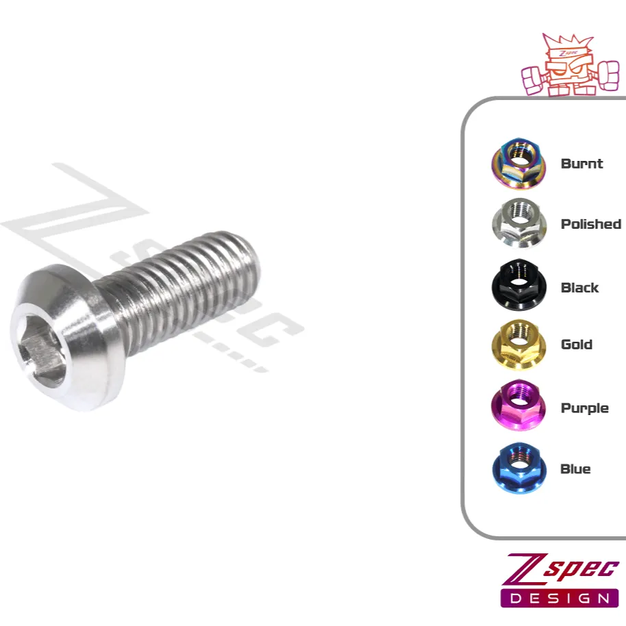 ZSPEC M8-1.25x20mm Dress Up Bolts® Fastener, Angled Head, Titanium Grade-5, Per Each
