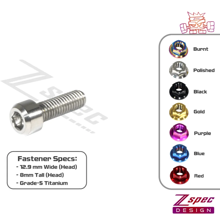 ZSPEC M8-1.25x20mm Socket Cap SHSC Fastener/Bolt, Titanium Grade-5, Per Each