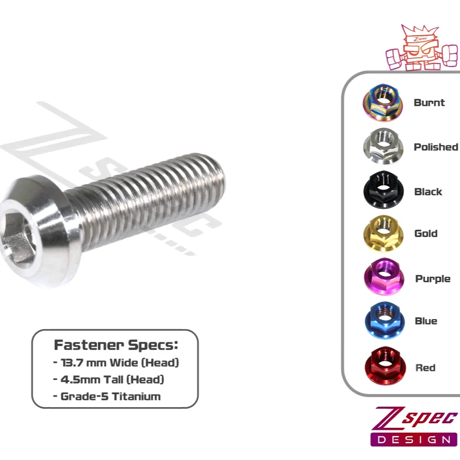 ZSPEC M8-1.25x25mm Dress Up Bolts® Fastener, Angled Head, Titanium Grade-5, Per Each